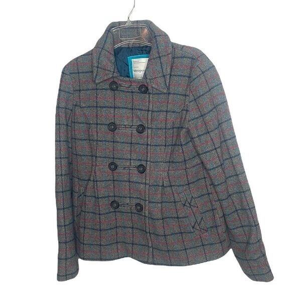 Aeropostale Plaid Wool Blend Short Winter Peacoat. Jrs. Medium. - Picture 1 of 9